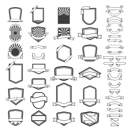 Set of empty emblems and labels templates. Design elements for logo, label, emblem, sign, brand mark. Vector illustration.のイラスト素材