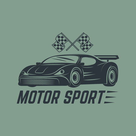 Racing car illustration. Design element for emblem, sign, brand markのイラスト素材