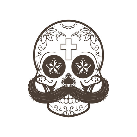 Illustration of mexican sugar skull. Day of the dead.のイラスト素材