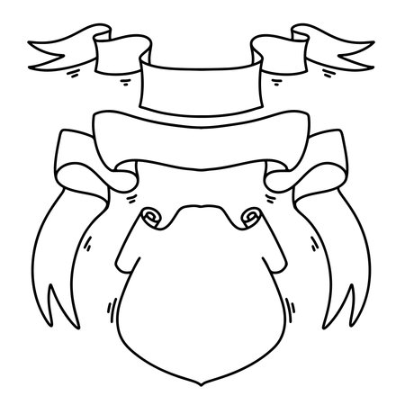 Set of hand drawn ribbons. Doodle style ribbons. Vector illustrationのイラスト素材