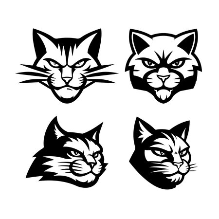 Cat head isolated on white background. Vector illustrationのイラスト素材