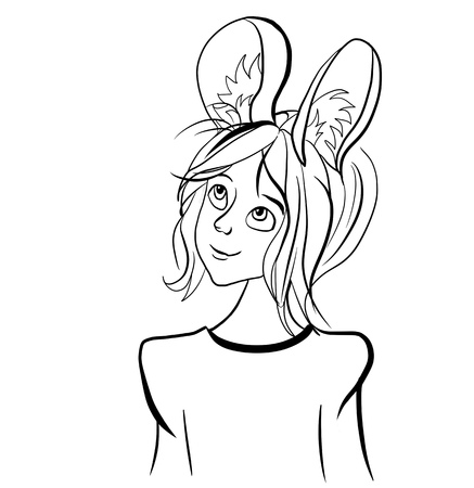 cute little girl with mouse earsのイラスト素材