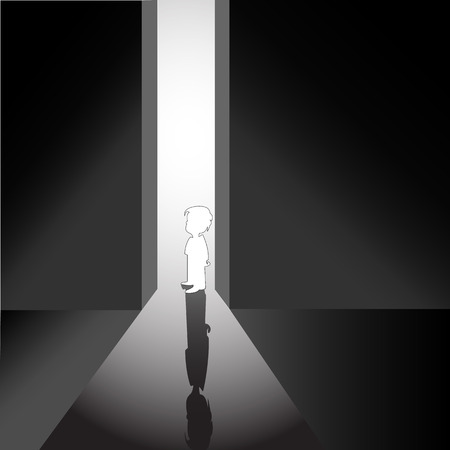 Between the shadow and the light / Man and light / vectorのイラスト素材