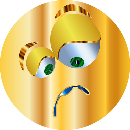 Metal Emoticon-sticker / Emoticon sad / vectorのイラスト素材