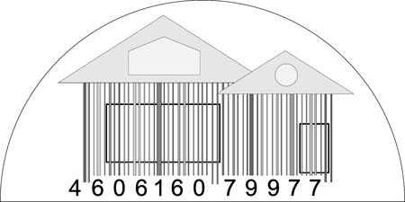 House from barcode / minimalistic house logo / black and whiteのイラスト素材
