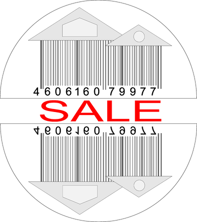 House from barcode / minimalistic house logo / black and whiteのイラスト素材