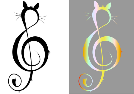treble clef in the form of a cat / music / logoのイラスト素材