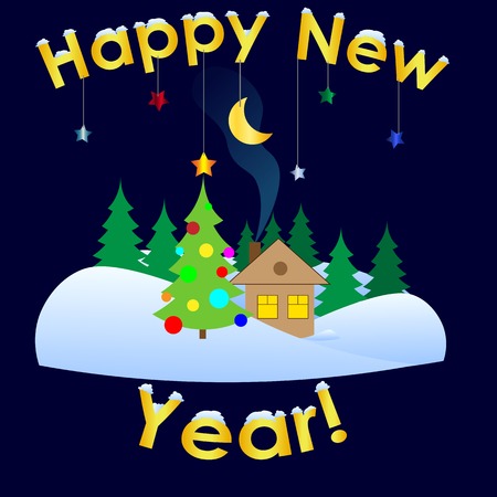 Minimalistic greeting / Happy New Year / logoのイラスト素材