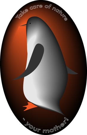 Penguin on an alarming background Take care of nature - your mother!のイラスト素材