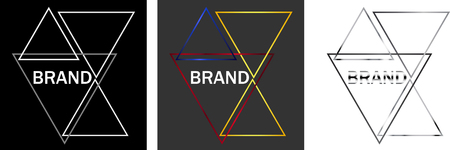 abstract outlines of triangles isolated and on a dark background design logoのイラスト素材