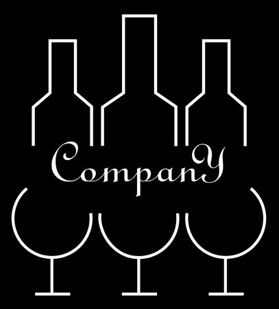 Bottles and glasses contours for business designのイラスト素材