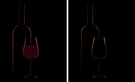 Wine bottle glass design vector illustration setのイラスト素材