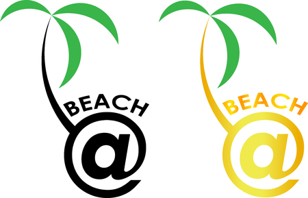 Commercial at sign with palm tree beach logoのイラスト素材