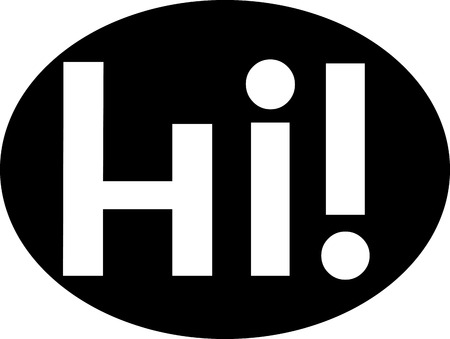 white word hi in black oval icon designのイラスト素材