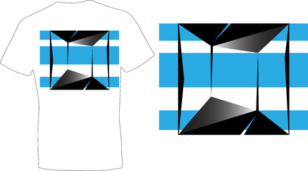 Abstract design t-shirts with blue stripes illustration with illusion.のイラスト素材