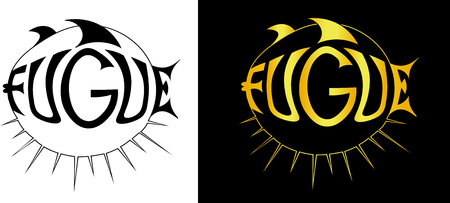 Japanese fugue poisonous fish minimalist logoのイラスト素材