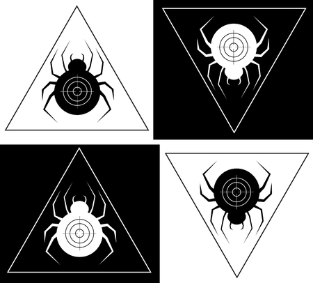 Spider in a triangular frame spider creative minimalistのイラスト素材