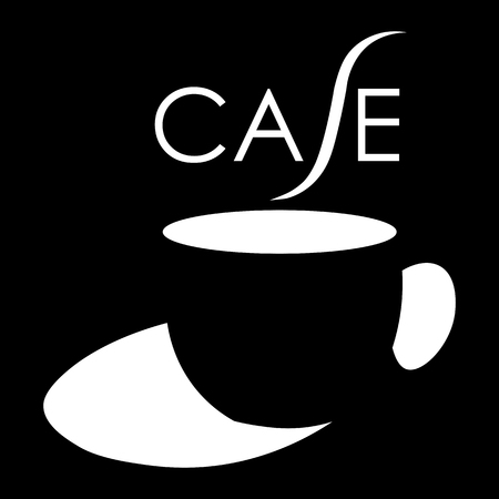 a cup of coffee with an inscription cafe using negative space cafe minimalist logoのイラスト素材
