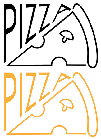 inscription cafe pizza with a slice of pizza text minimalist logoのイラスト素材