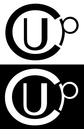 cup of coffee from the word cup minimalist text logoのイラスト素材