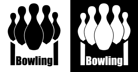 Bowling bowls with a regular base and lanes, bowling minimalistic logoのイラスト素材