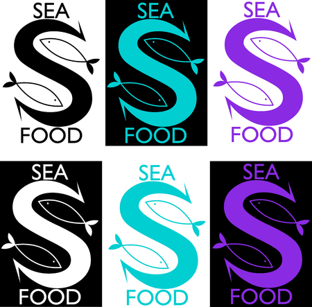 S with fish minimalist logo for a restaurant or seafood storeのイラスト素材