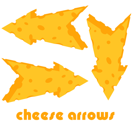 3D cheese arrows in three directions for a shop or restaurantのイラスト素材