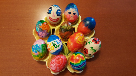 Hand painted eggs for the feast of the Holy Easterの写真素材