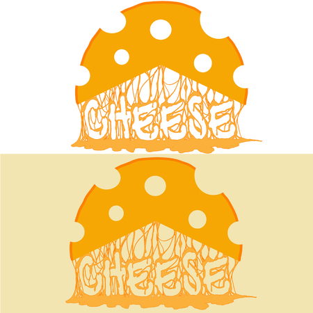 melted cheese inscription flows from a slice of cheese artのイラスト素材