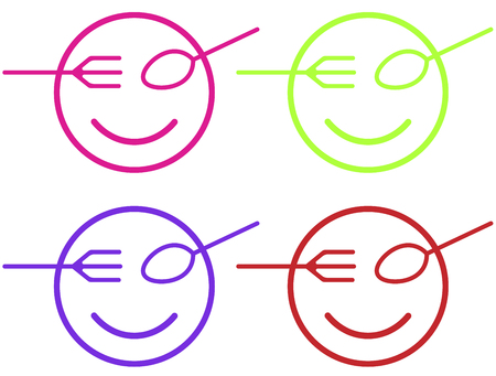smile from a plate of spoon and fork icon for foodのイラスト素材