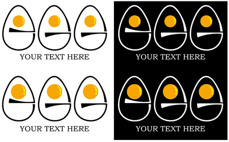 set typographic logo of eggs with a yolk in the form of eyesのイラスト素材