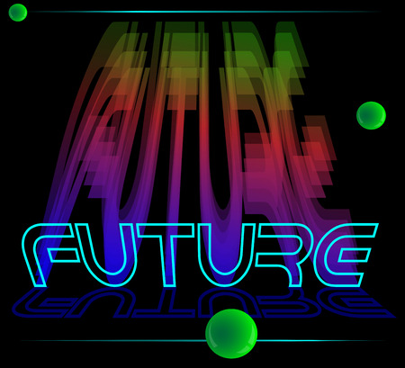 inscription future on a dark background with 3D elements as a logo or backgroundのイラスト素材
