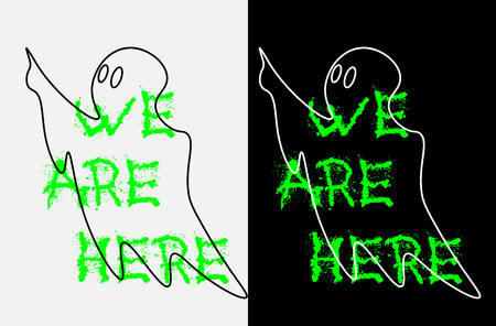 ghost contour on a black and white background with the words we are hereのイラスト素材
