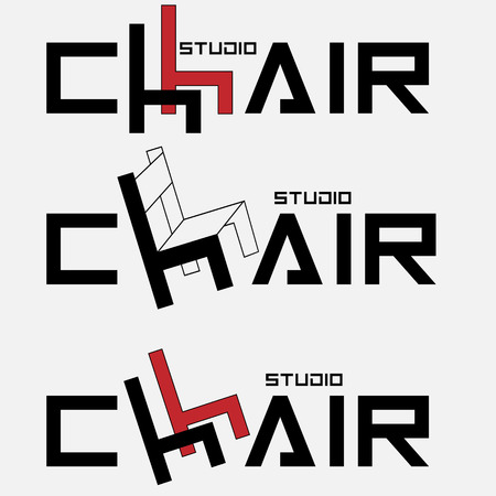 art logo typographic studio chair with a letter in the form of a chairのイラスト素材