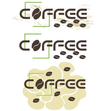 typographic coffee logo in three versions with coffee beanのイラスト素材