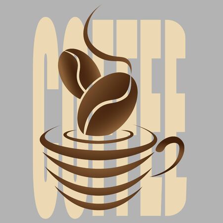 abstract coffee logo with a coffee cup and beanのイラスト素材