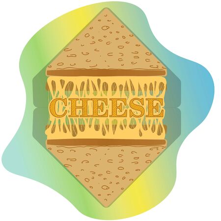 logo of two toasts and melted cheese between them with the inscriptionのイラスト素材