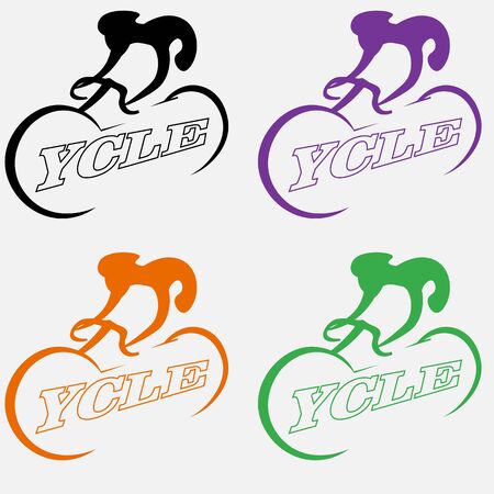 minimalist logo of a cyclist abstract using negative spaceのイラスト素材