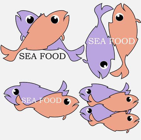 logo of sea food from colored fish with the inscriptionのイラスト素材