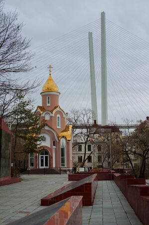 photo view of the chapel of saint ilya of muromets from the eternal flame memorialの写真素材