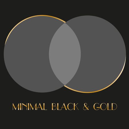 art minimal black logo two translucent circles with art deco overlay and goldのイラスト素材