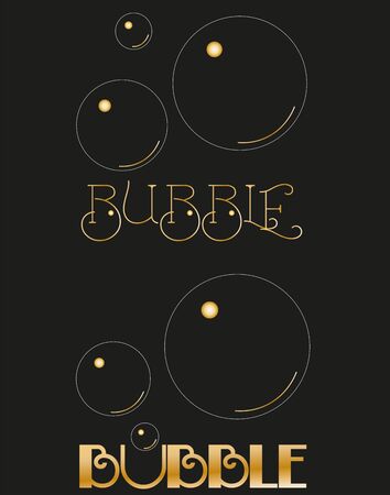 art minimal black logo made of bubbles and inscriptions in goldのイラスト素材