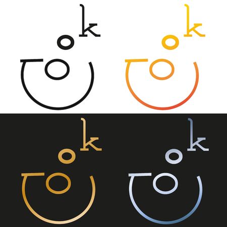 set minimal black geometric art logo of cooking and lettering in goldのイラスト素材