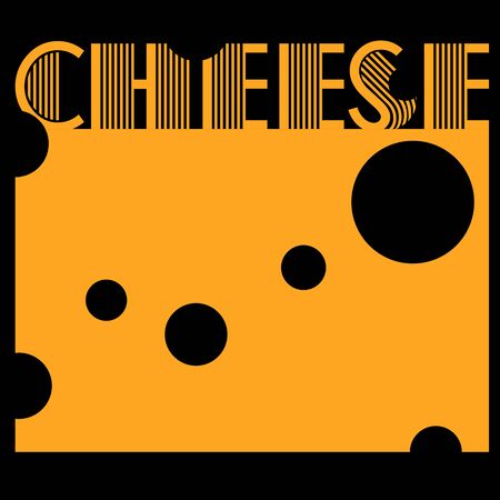 art minimalist black logo cheese with the inscription in letteringのイラスト素材