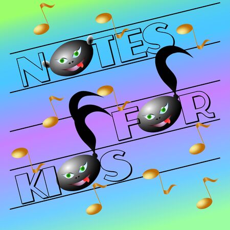 background for note book with notes and inscription for childrenのイラスト素材