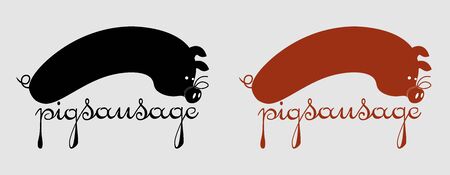 creative minimal  of pork sausages in the form of a pig-sausage with the inscriptionのイラスト素材