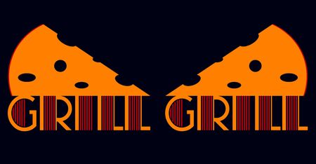 creative color minimal grilled cheese  with the inscriptionのイラスト素材