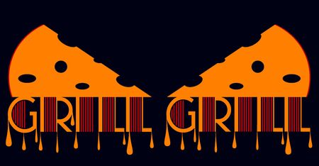 art color minimal cheese  grilled dripping with melted cheeseのイラスト素材