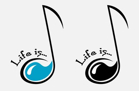 creative minimal black logo of classical music in the form of a note with a drop insideのイラスト素材