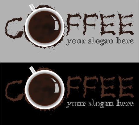 art minimal lettering coffee with a cup of coffee in two versionsのイラスト素材